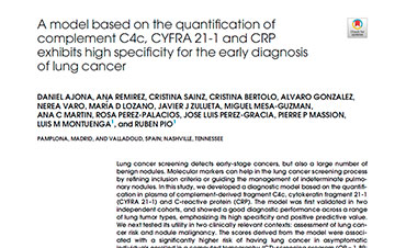 A model based on the quantification of complement C4c, CYFRA 21-1 and CRP exhibits high specificity for the early diagnosis of lung cancer