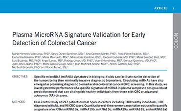 Plasma MicroRNA Signature Validation for Early Detection of Colorectal Cancer.